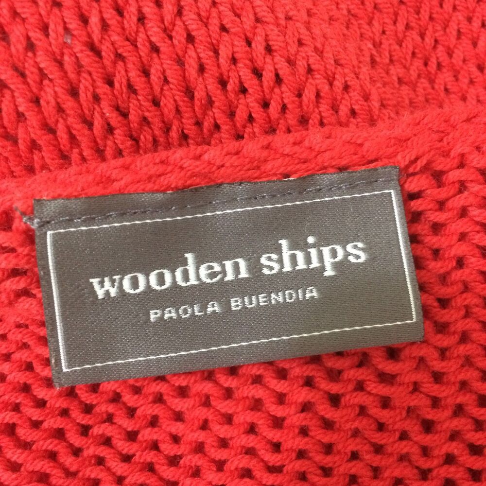 Wooden Ships Paola Buendia Red Star Open Knit Sweater Size Small Medium - Picture 5 of 5
